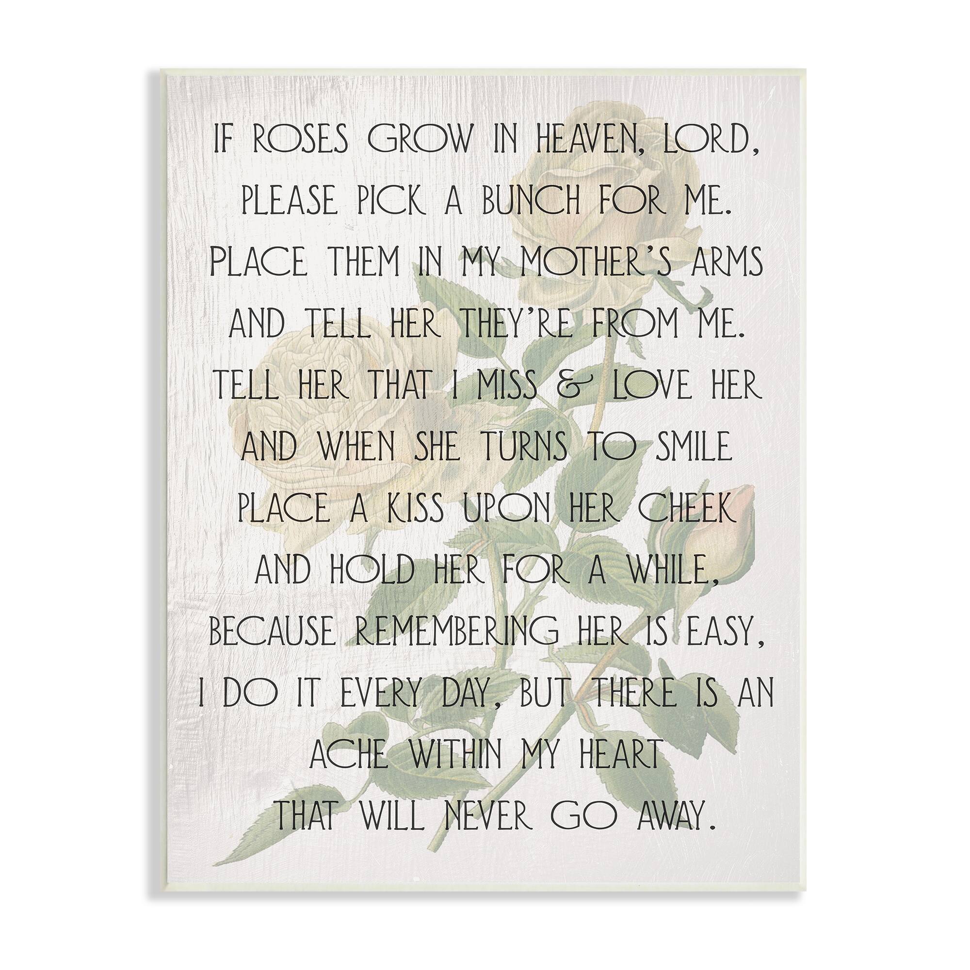 Stupell Industries If Roses Grow in Heaven Phrase Yellow Flower Wall Plaque